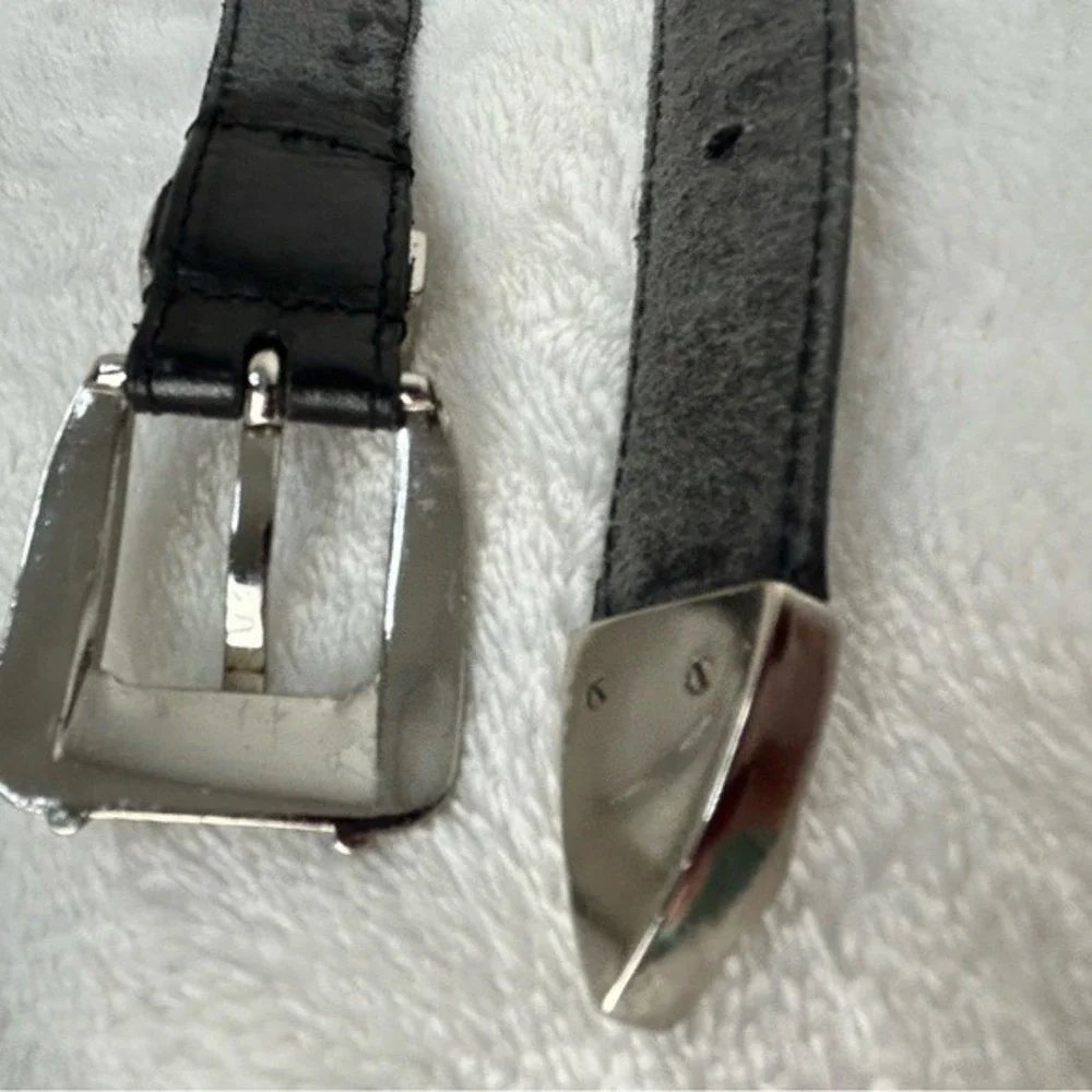 Izod Black Leather Belt with Silvertone Golf Motif Medallions‎ & Tip